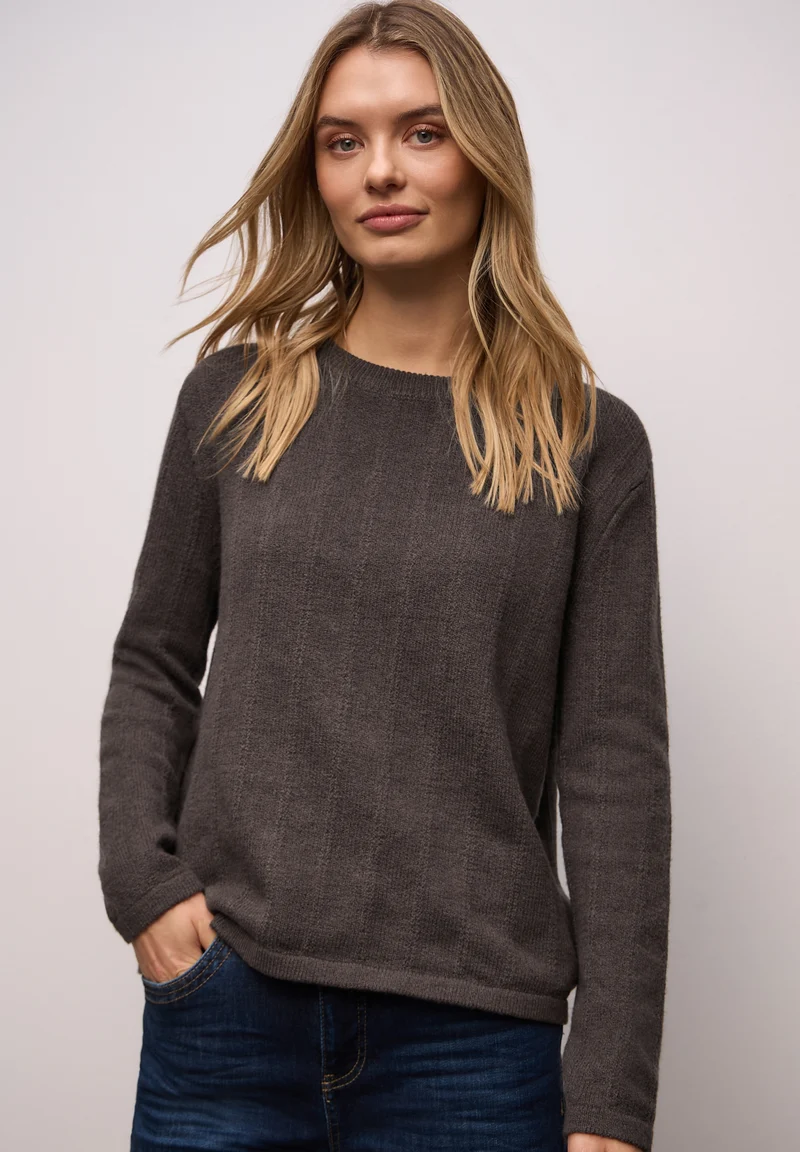 LTD QR_structure sweater, rustic brown mel.