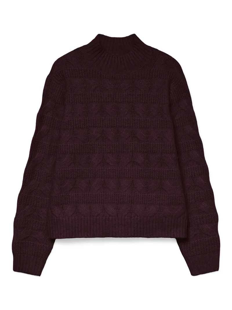 VMVIRGO LS HIGHNECK PULLOVER BF, Winetasting/W. BLACK MELANGE