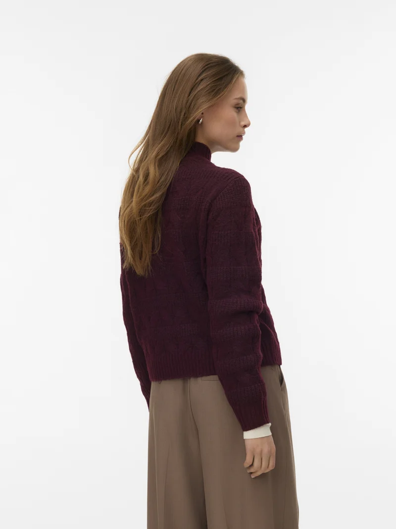 VMVIRGO LS HIGHNECK PULLOVER BF, Winetasting/W. BLACK MELANGE