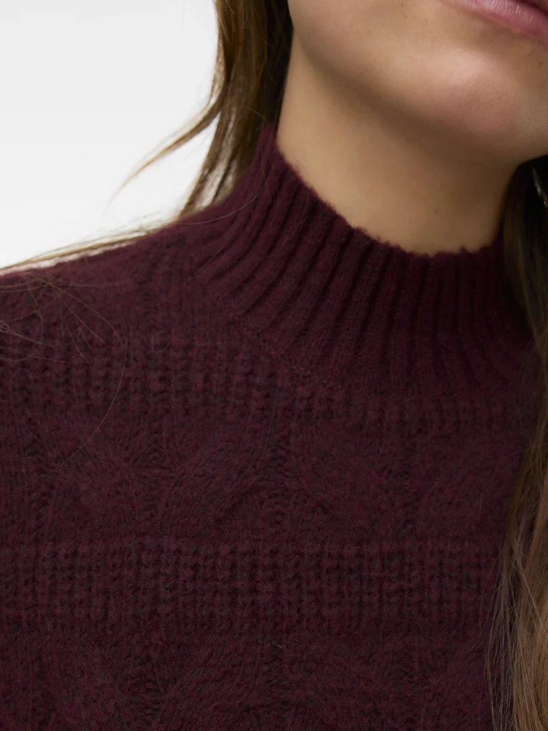 VMVIRGO LS HIGHNECK PULLOVER BF, Winetasting/W. BLACK MELANGE