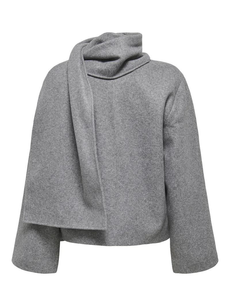 ONLELBA LIFE SCARF JACKET CC OTW, Medium Grey Melange/w.Rose Lining
