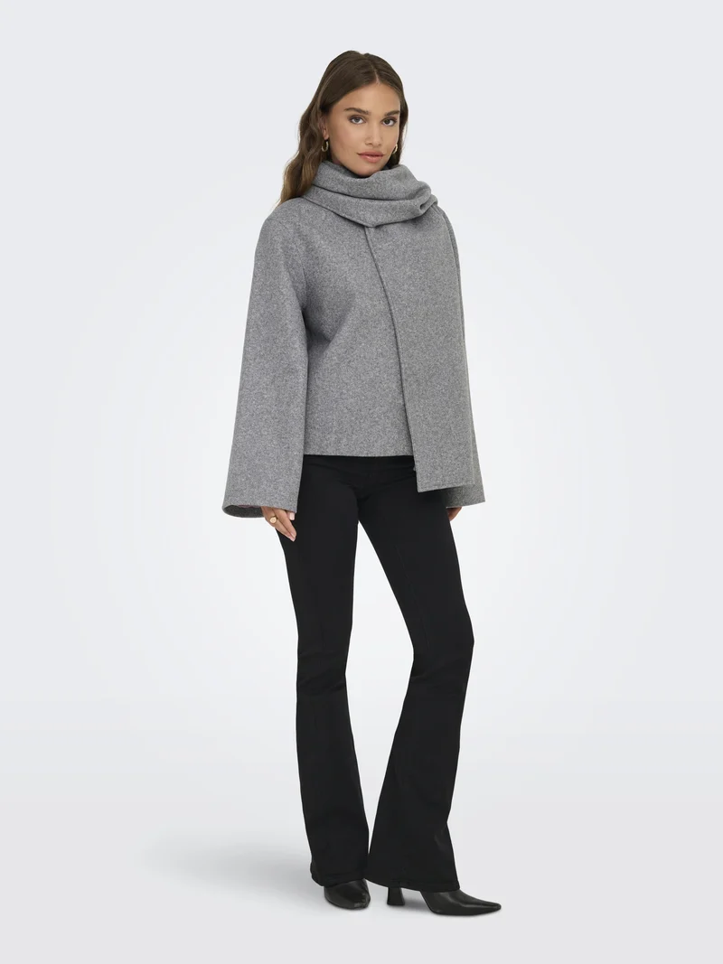 ONLELBA LIFE SCARF JACKET CC OTW, Medium Grey Melange/w.Rose Lining