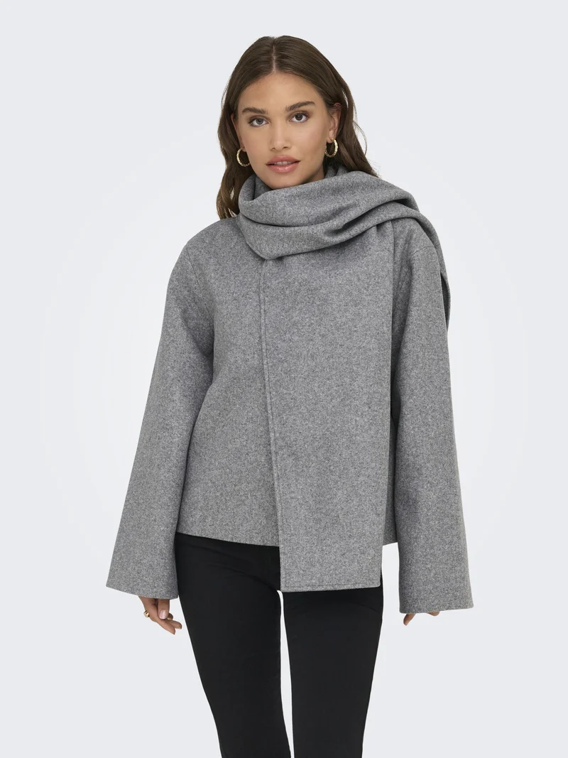 ONLELBA LIFE SCARF JACKET CC OTW, Medium Grey Melange/w.Rose Lining