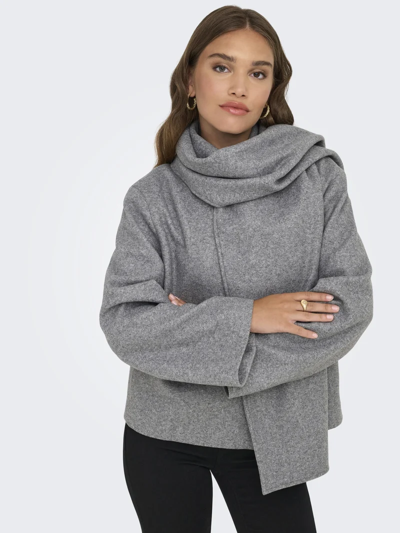 ONLELBA LIFE SCARF JACKET CC OTW, Medium Grey Melange/w.Rose Lining
