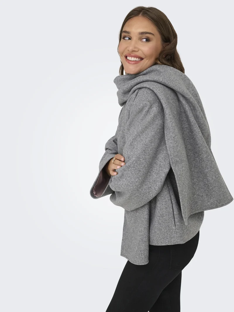 ONLELBA LIFE SCARF JACKET CC OTW, Medium Grey Melange/w.Rose Lining