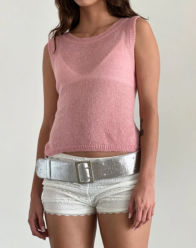Salisha Tank-Top in Rosa Transparentem Strick