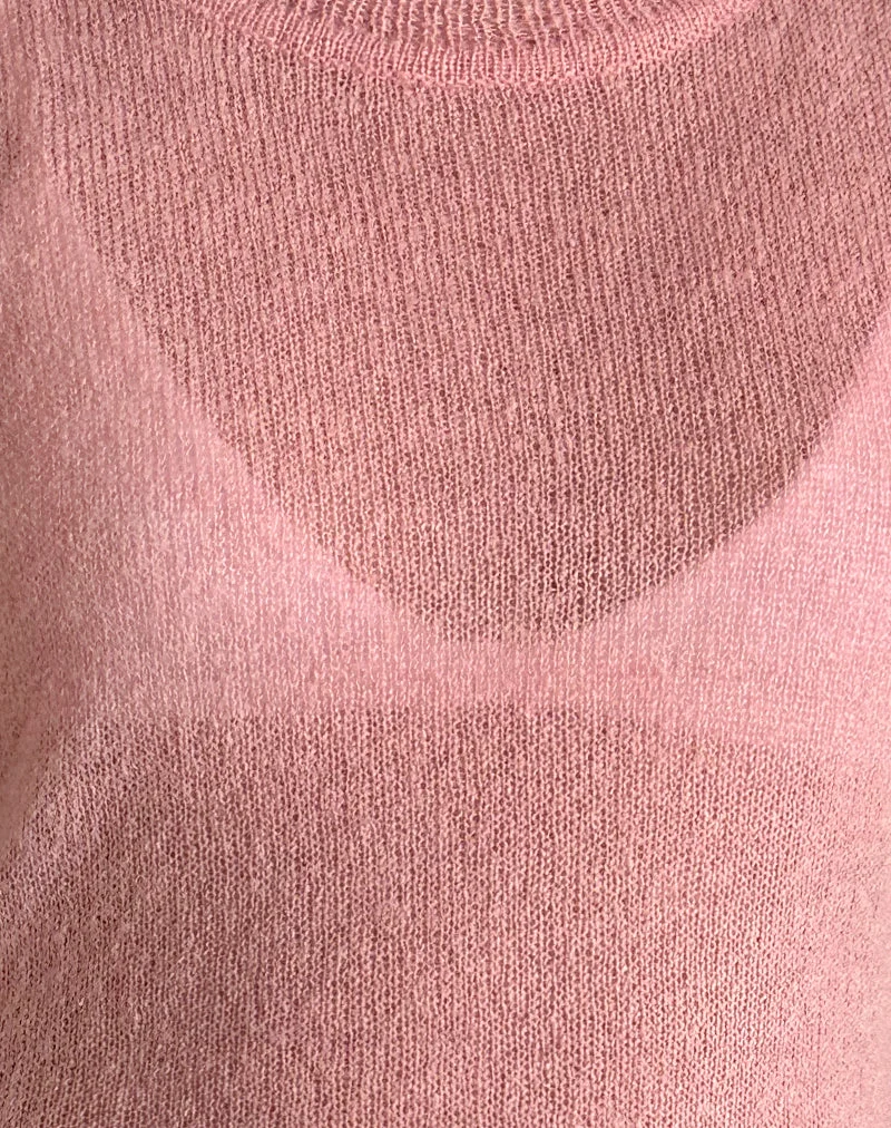 Salisha Tank-Top in Rosa Transparentem Strick