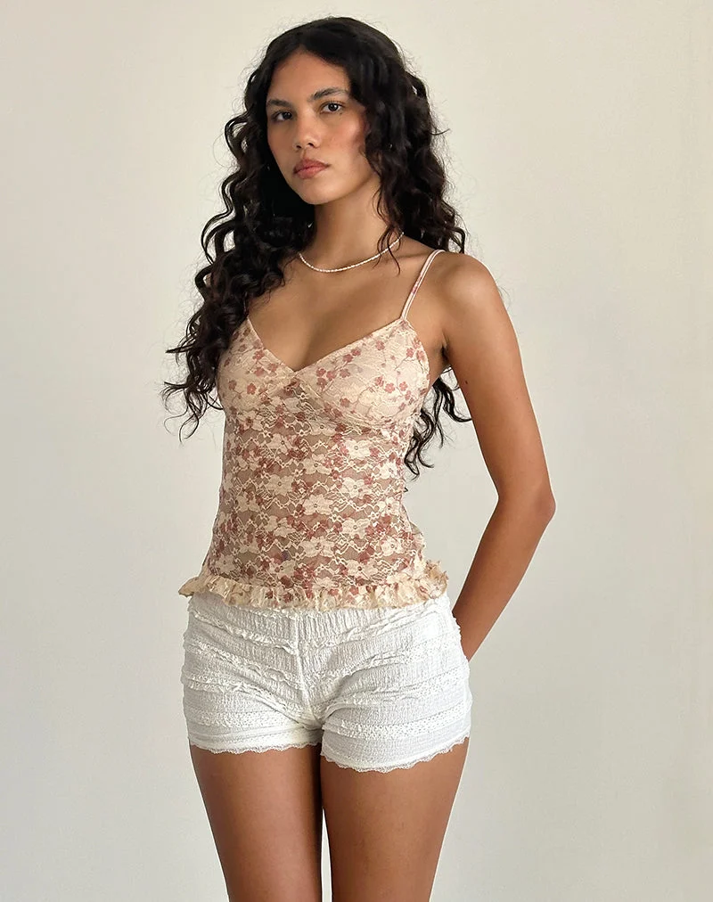 Rumaysa Cami Top aus schicker Spitze in Blütenrosa