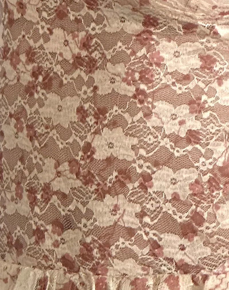 Rumaysa Cami Top aus schicker Spitze in Blütenrosa