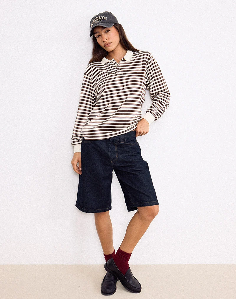 Skater-Shorts aus Denim mit niedriger Leibhöhe in Indigo