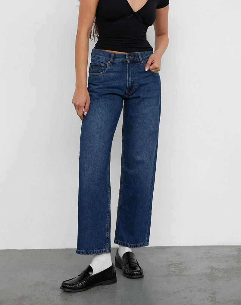Mid Rise Awkward Parallel Jeans in Mid Blue Gebraucht