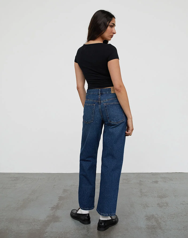 Mid Rise Awkward Parallel Jeans in Mid Blue Gebraucht