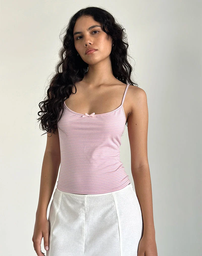 Barlyn Cami Top in Rosa und Blau gestreift