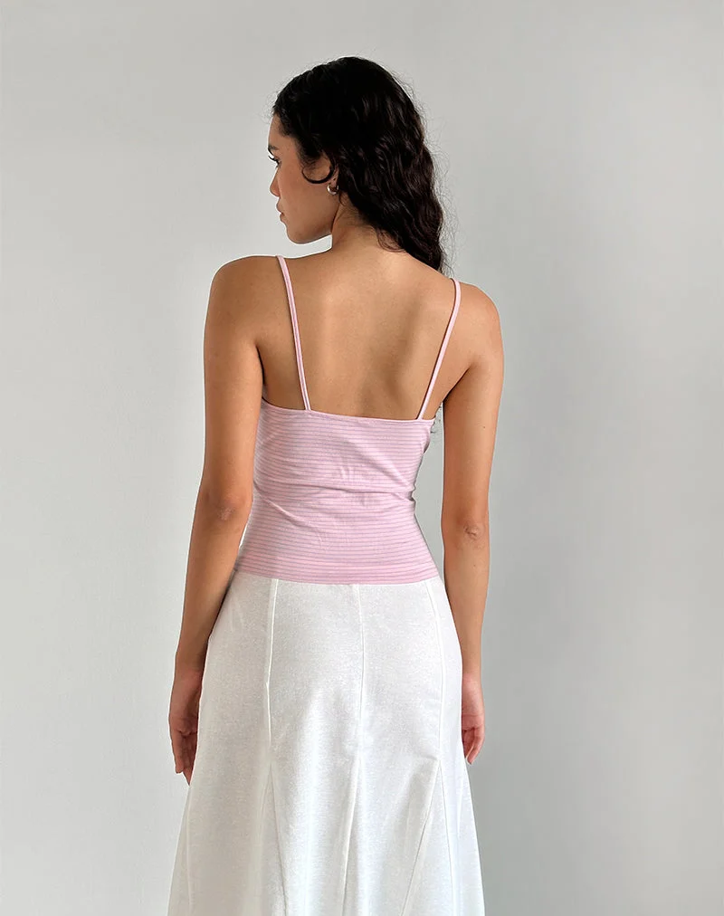 Barlyn Cami Top in Rosa und Blau gestreift