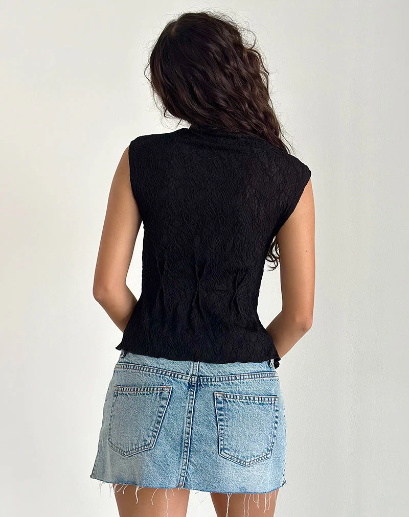 Kimbra Top in Schwarz strukturiert
