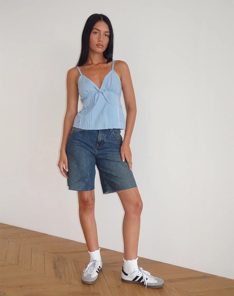 Jepuni Cami Top aus blauer Popeline in Nantucket