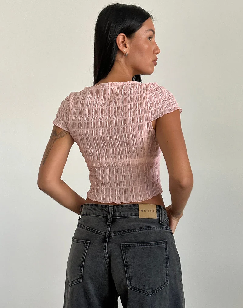 Georgia Texturiertes Mesh-Top in errötendem Rosa