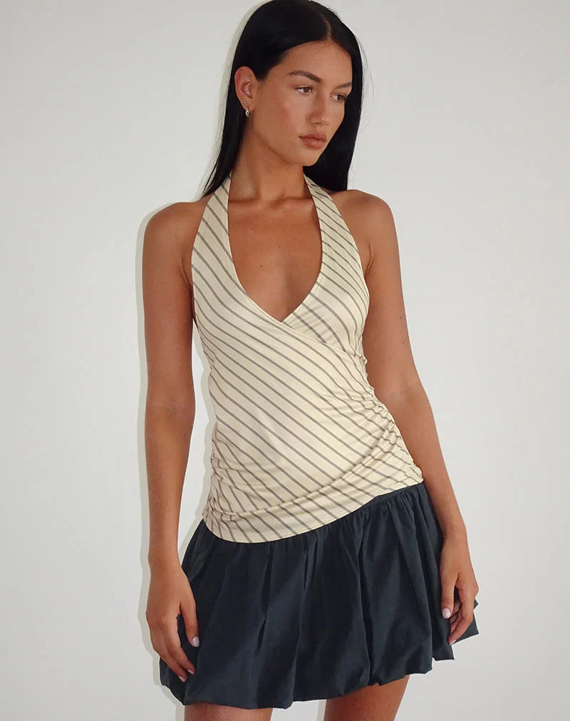 Fayez Slinky Top in Gelb Diagonal gestreift