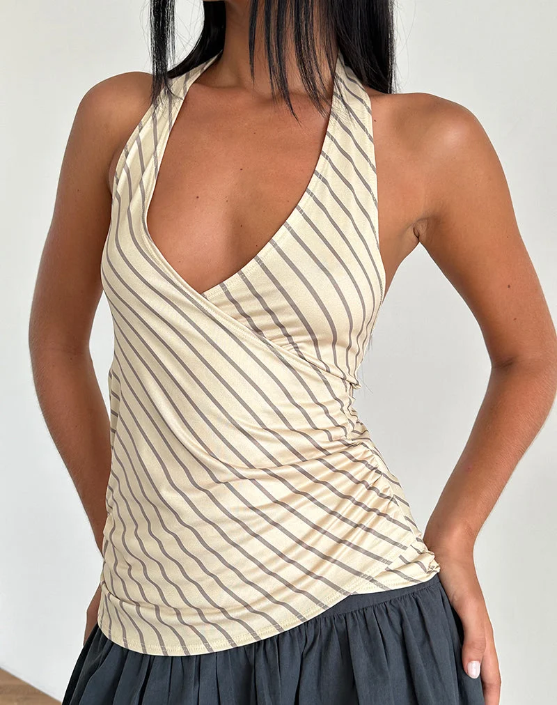 Fayez Slinky Top in Gelb Diagonal gestreift