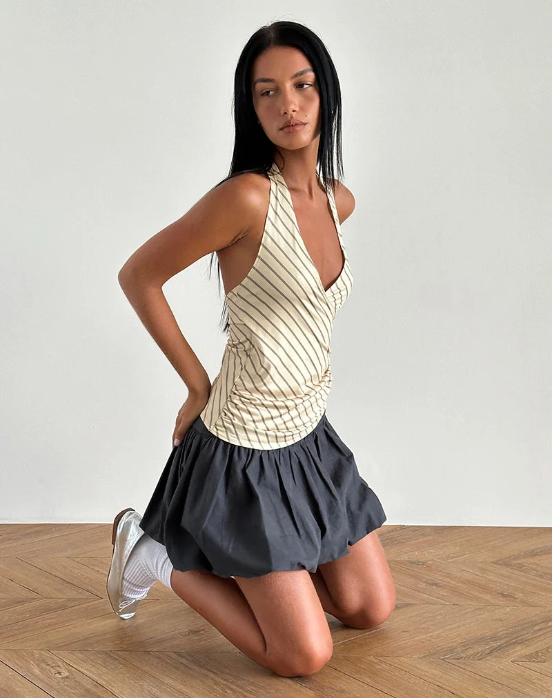 Fayez Slinky Top in Gelb Diagonal gestreift