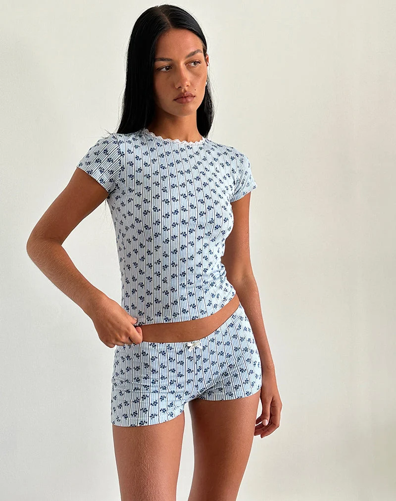 Zagy Tee mit floralem Streifen