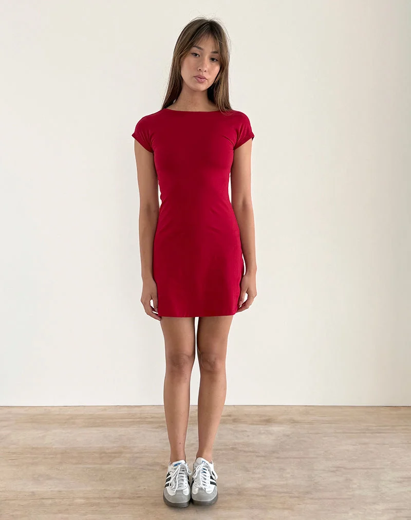 Wangi Rückenfreies Minikleid in Adrenalinrot