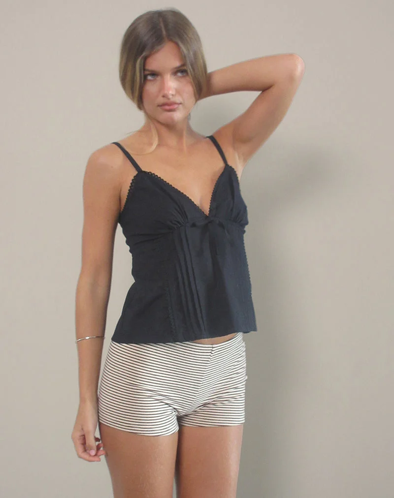 Jepuni Cami Top aus schwarzer Popeline