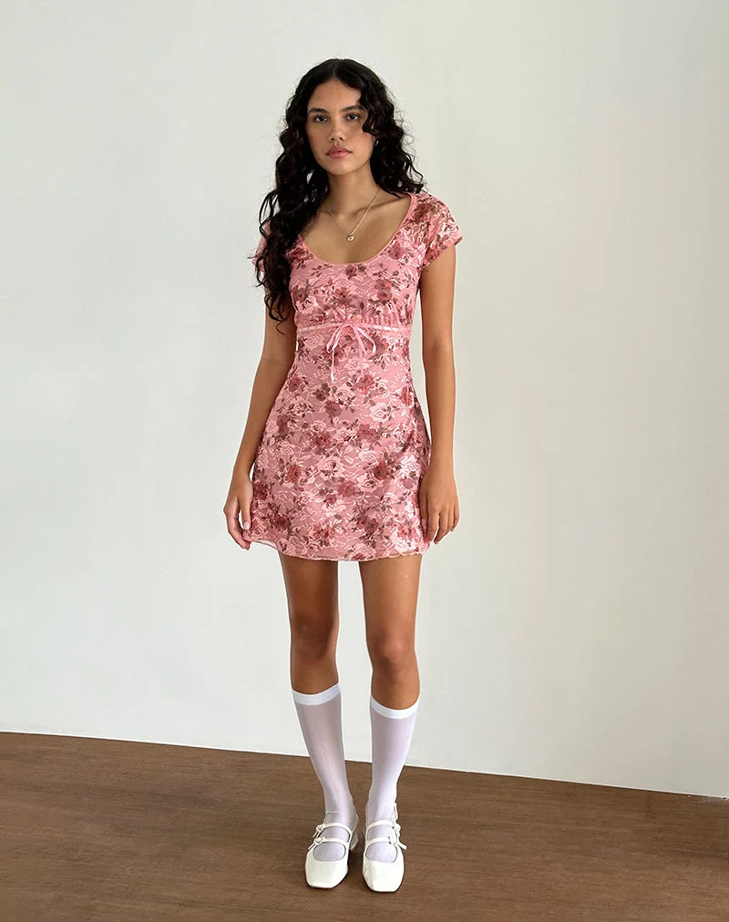 Prinsa Kleid in Rosa Spitze Floral Bloom