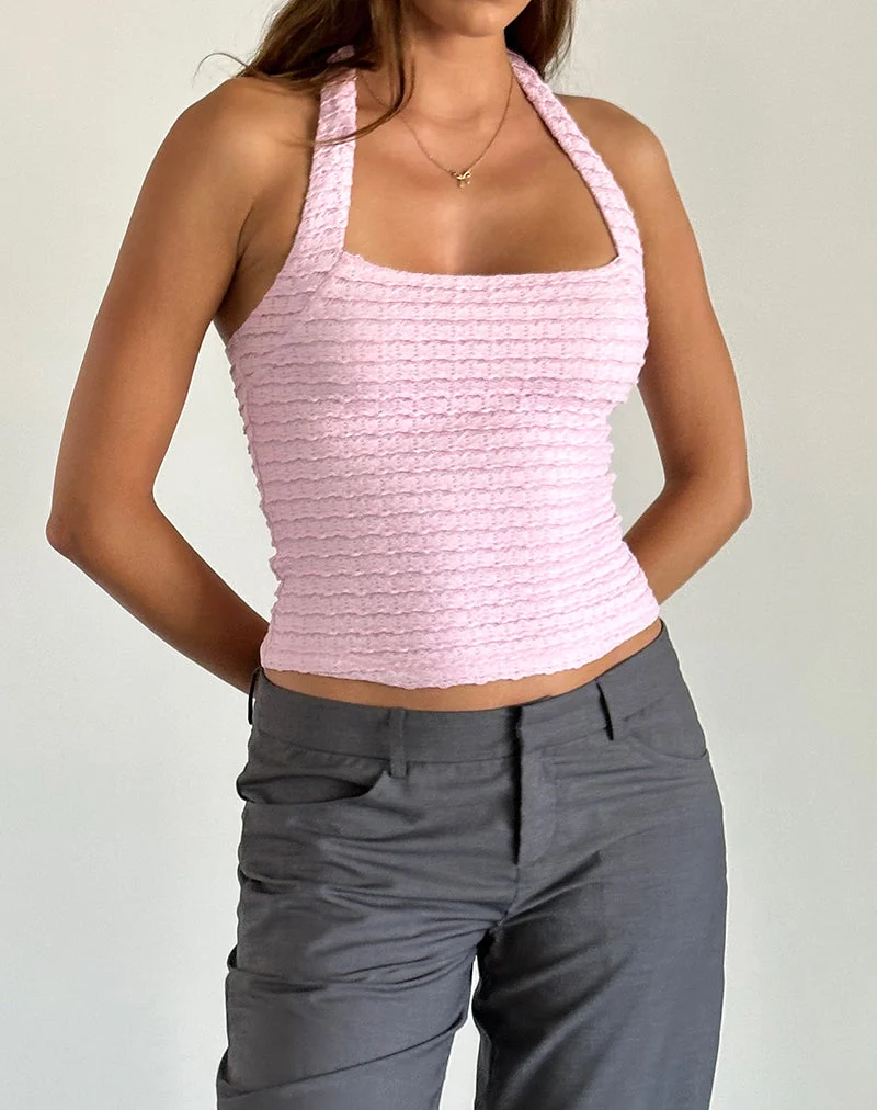 Maggha Neckholder-Top in Crinkle Pink