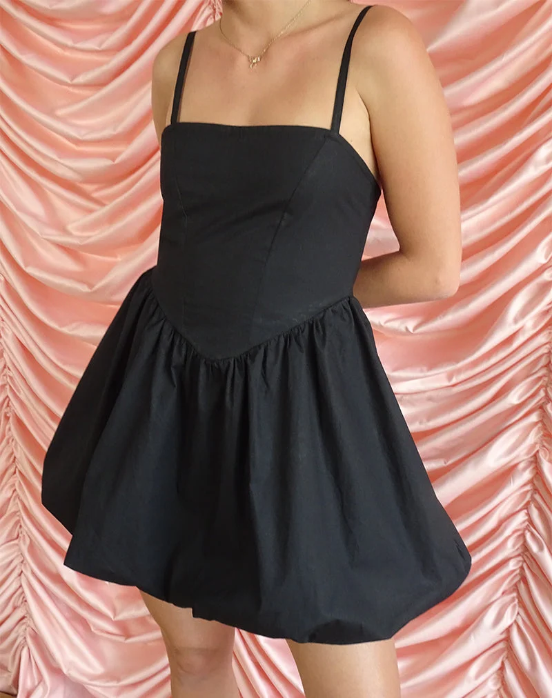 Micala Puffball-Minikleid in Schwarz
