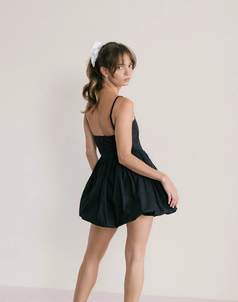Micala Puffball-Minikleid in Schwarz