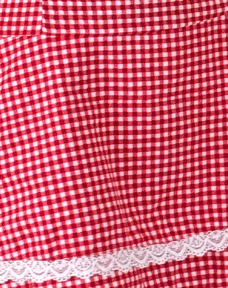Flossie Minikleid aus rotem Gingham