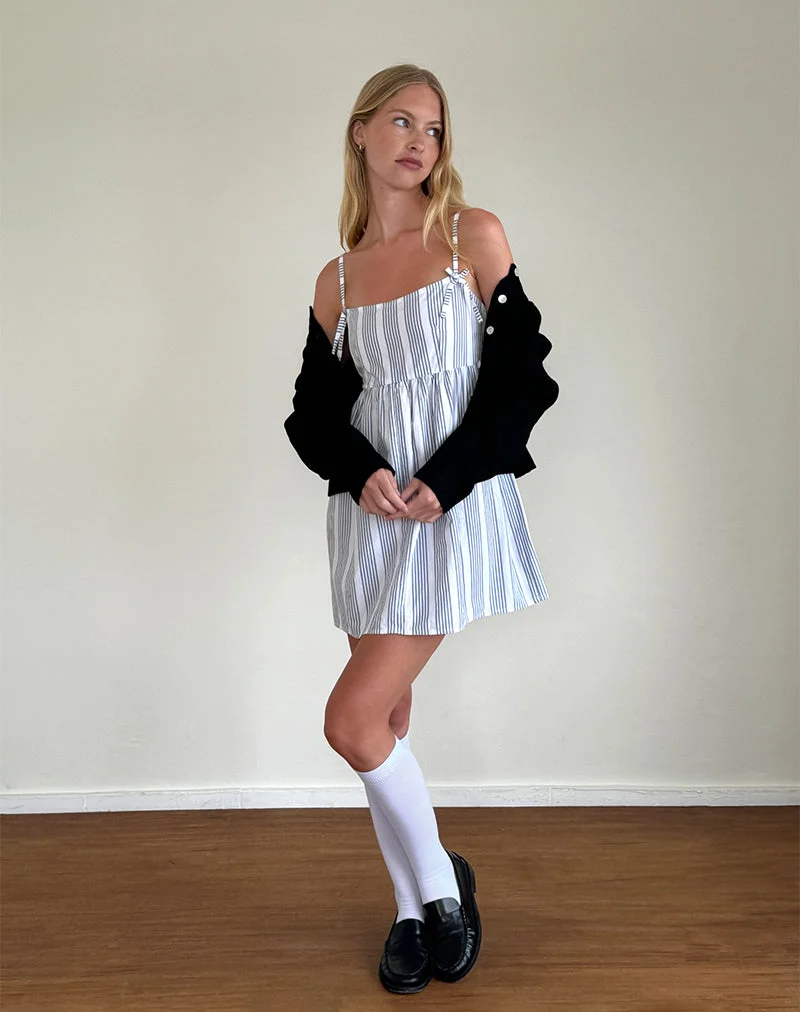 Tisyani Minikleid aus vertikalen grauen Streifen