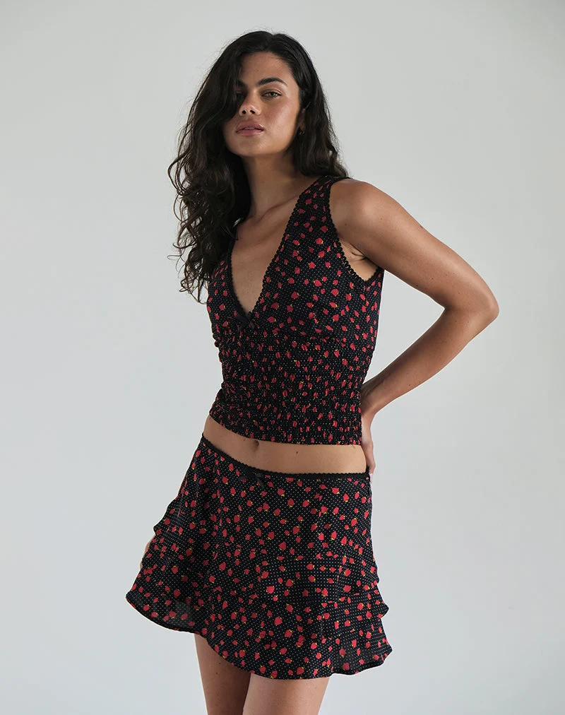 Camigi Minirock in Strawberry Polka Schwarz