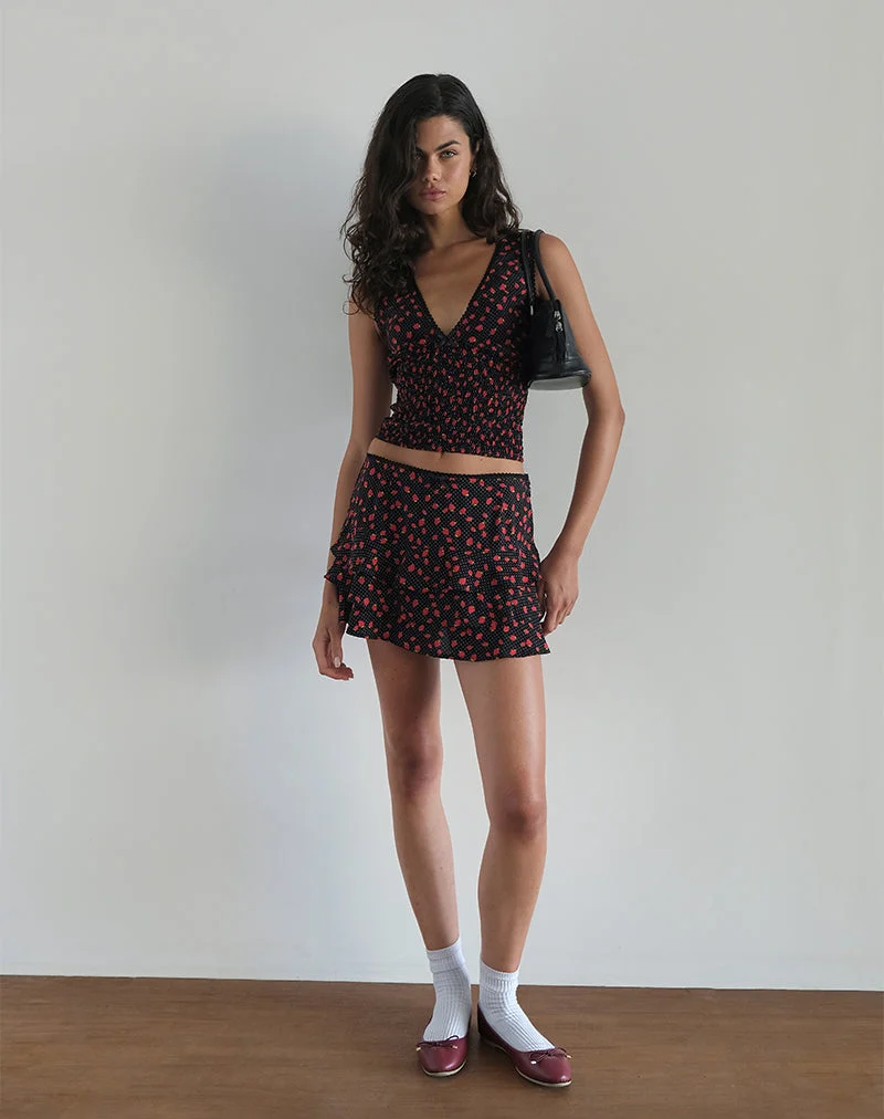 Camigi Minirock in Strawberry Polka Schwarz