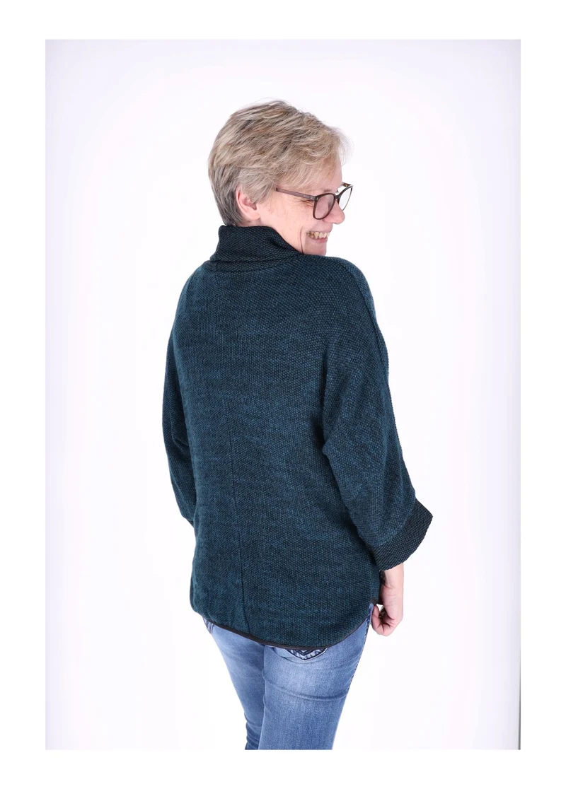 Damen Sweatshirt im Double-Layer-Look – Petrol