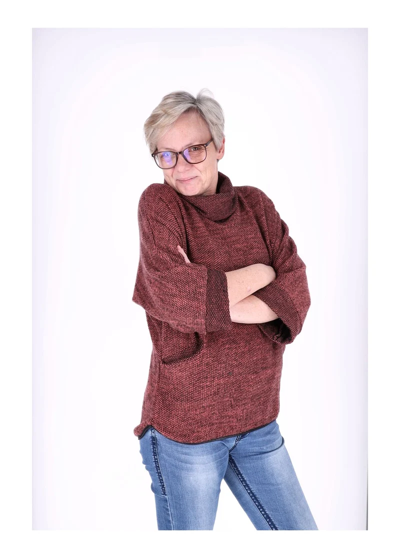 Damen Shirt mit Rollkragen in Lachs