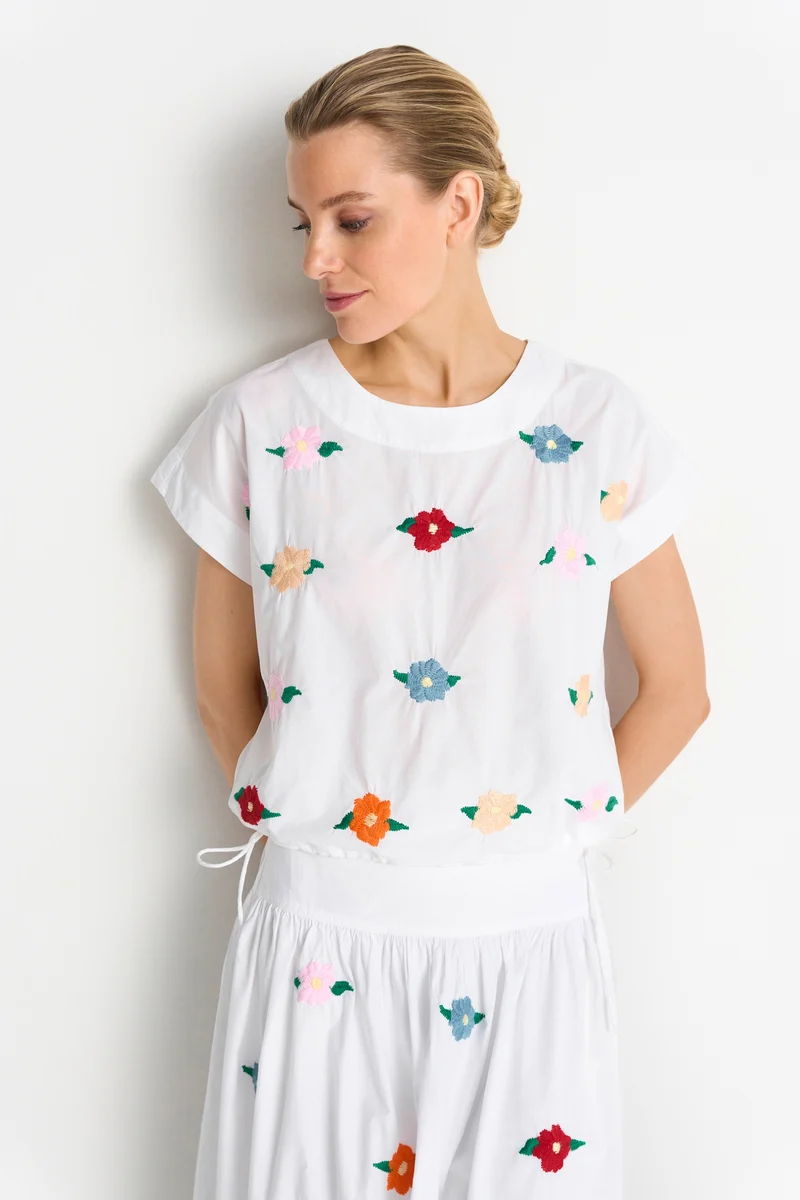 Embroidery Shirt Blouse, white
