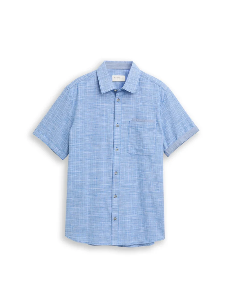 checked slubyarn shirt, surf blue check