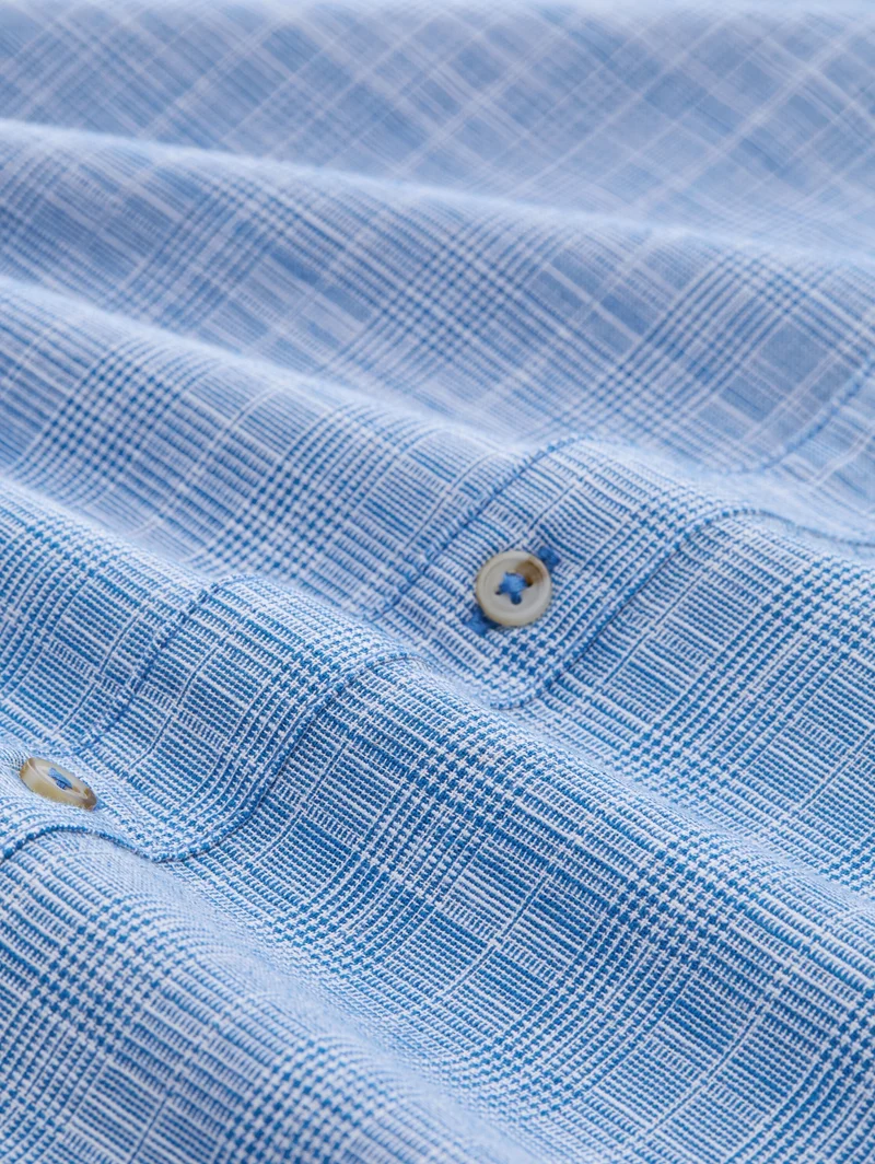 checked slubyarn shirt, surf blue check