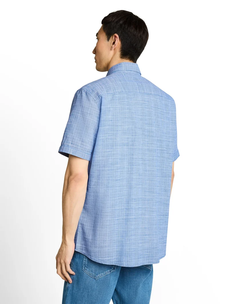 checked slubyarn shirt, surf blue check