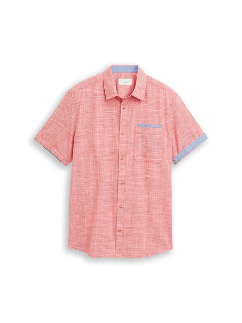 checked slubyarn shirt, orange red check