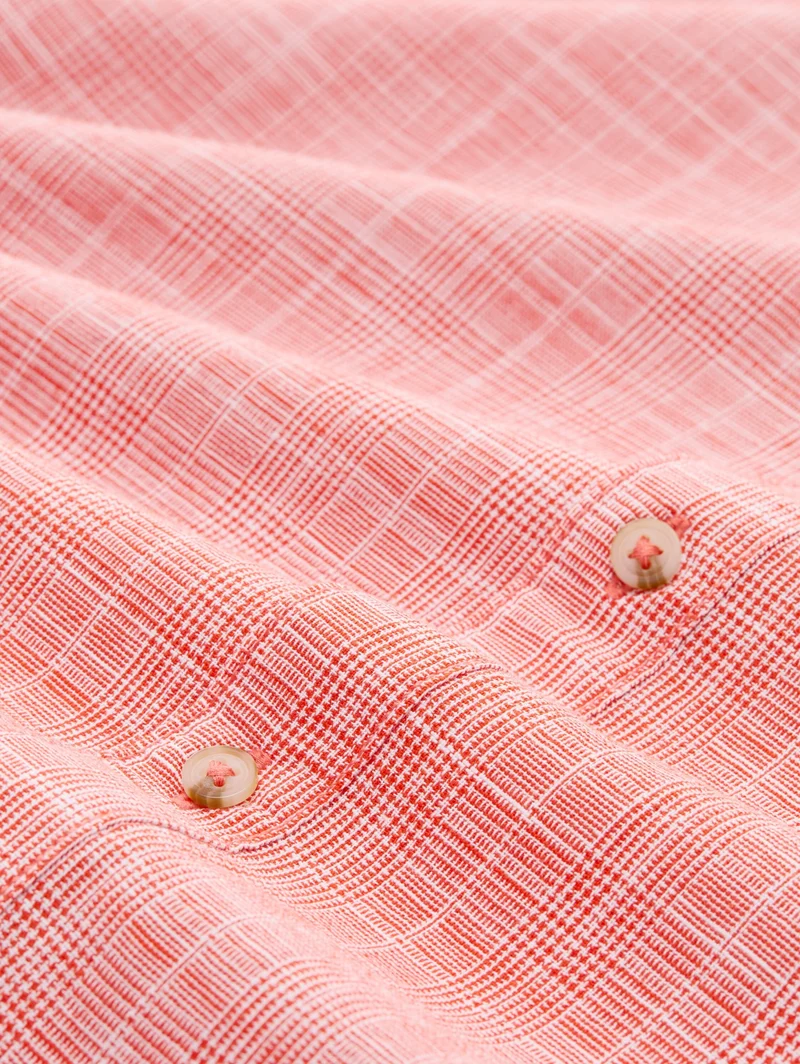 checked slubyarn shirt, orange red check