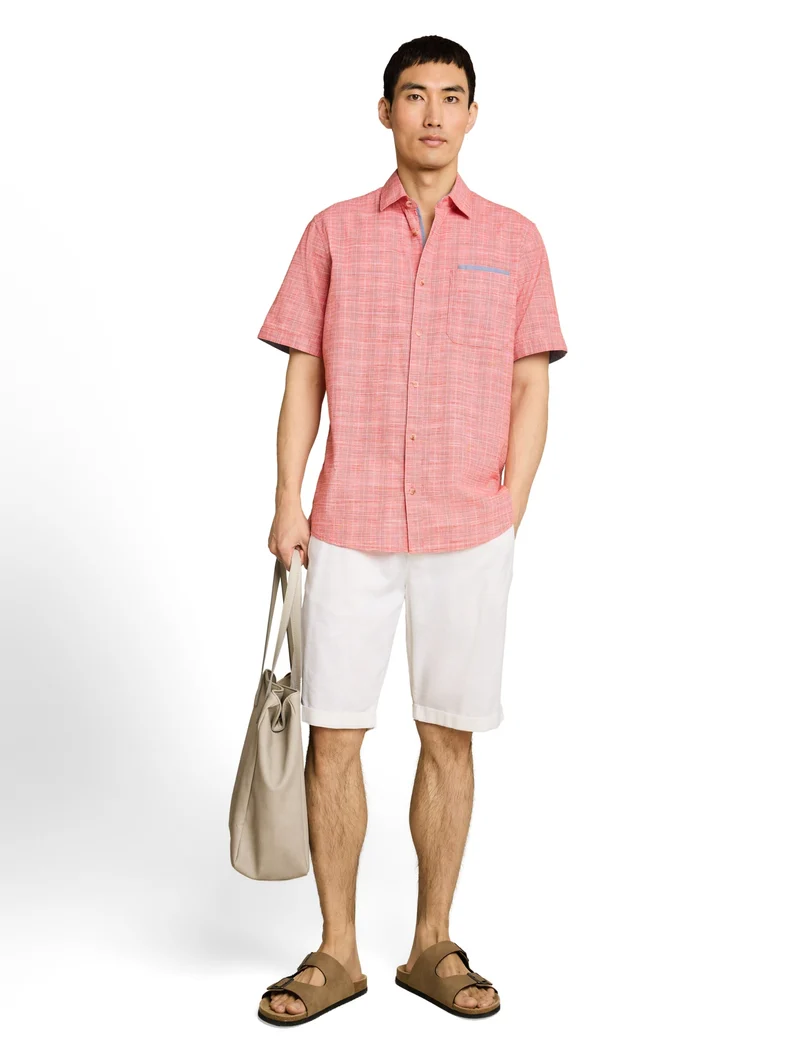 checked slubyarn shirt, orange red check