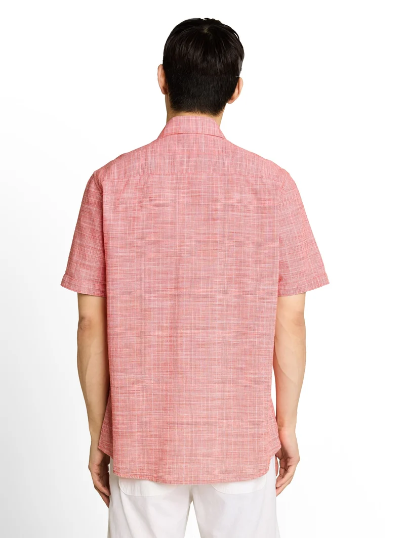 checked slubyarn shirt, orange red check