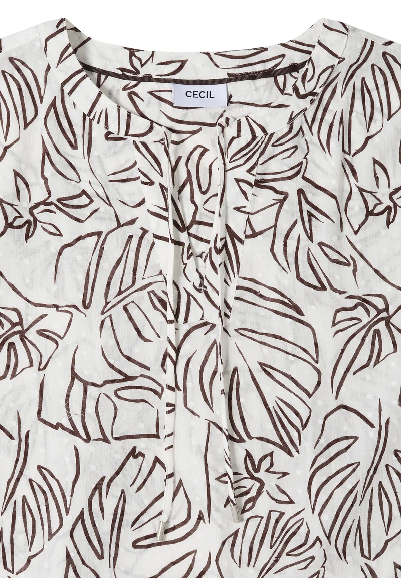 TOS Print Tunic Blouse, light alabaster white