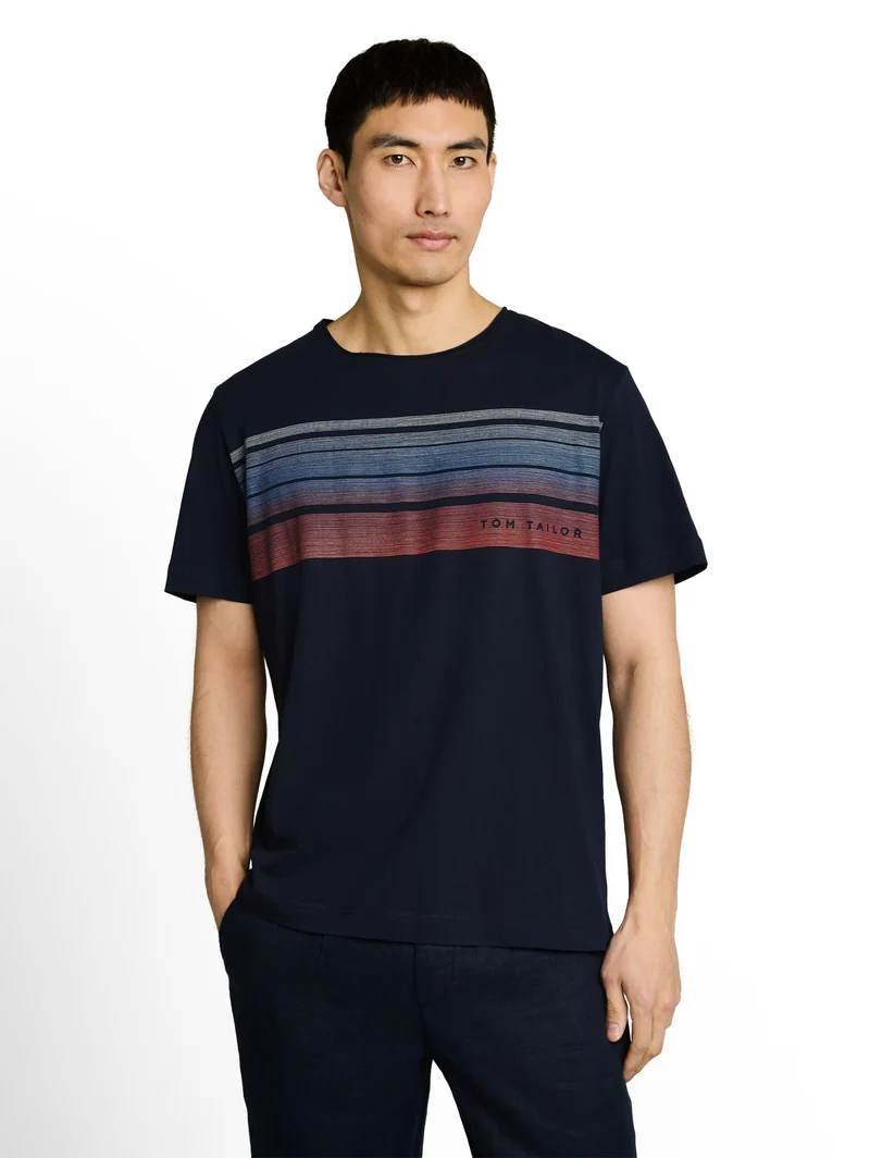 printed t-shirt, sky captain blue