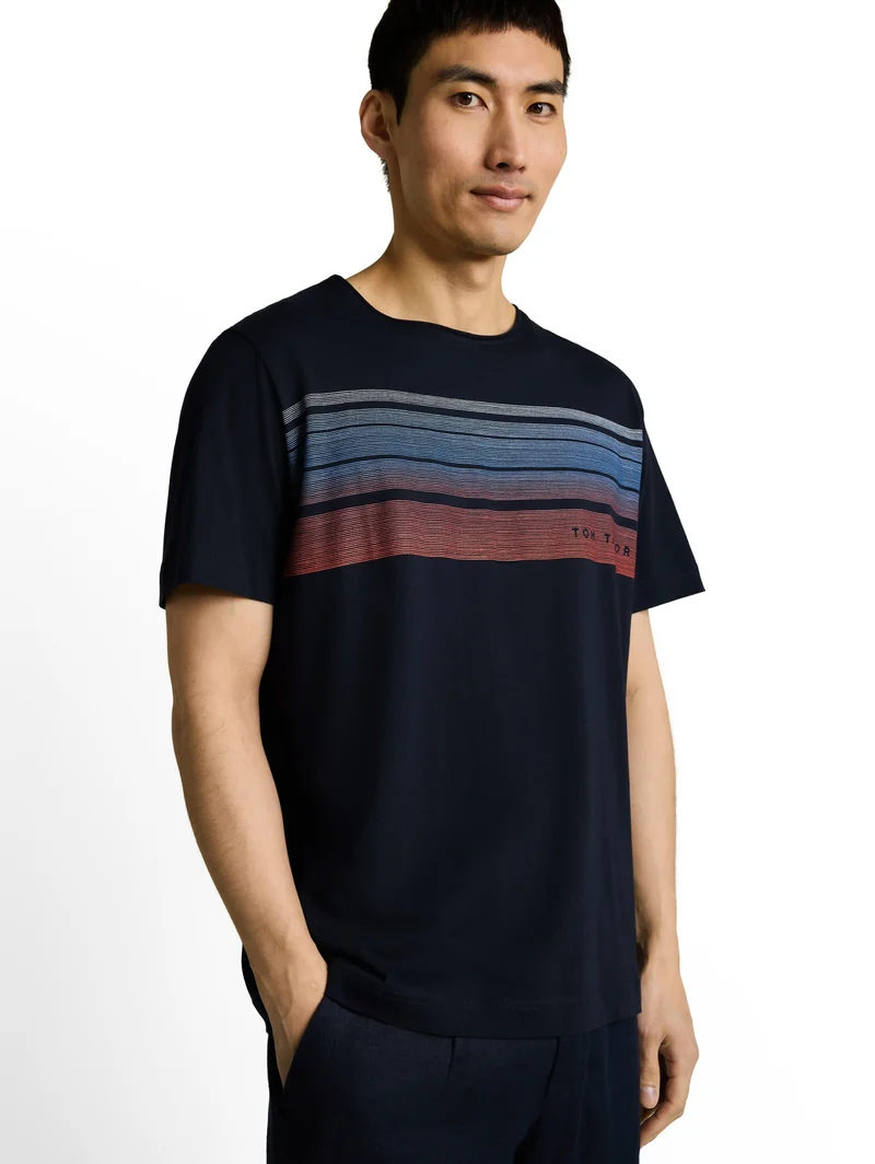 printed t-shirt, sky captain blue