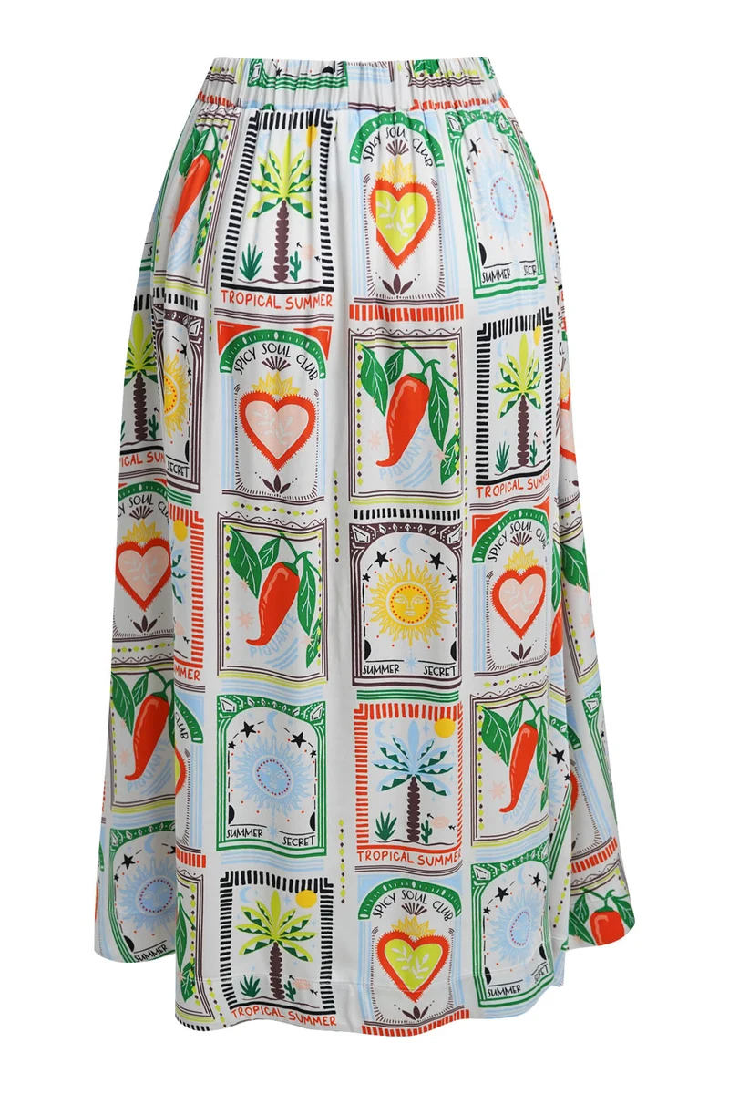 PRINTED SKIRT, CHILI PRINT