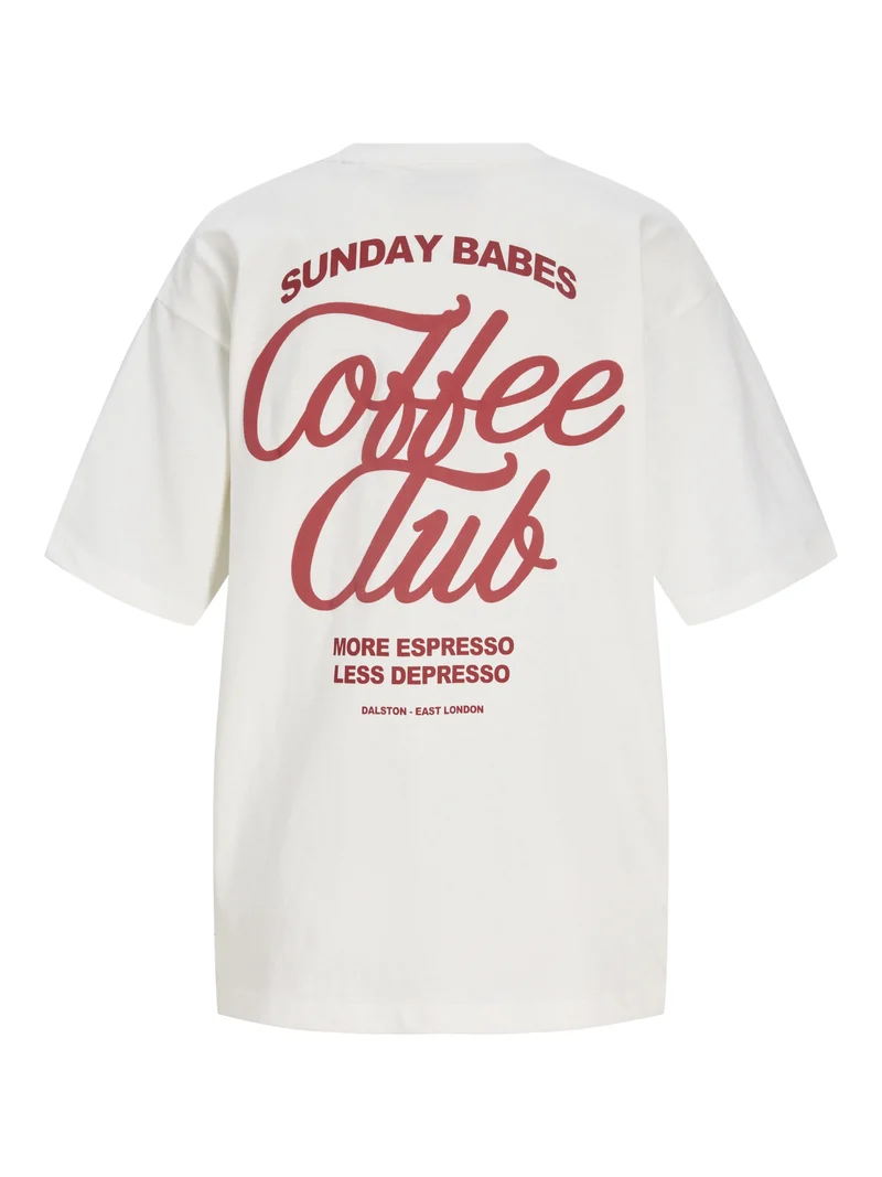 JXMILLOW LOOSE SS TEE JRS STYDSS26, Cloud Dancer/COFFEE CLUB